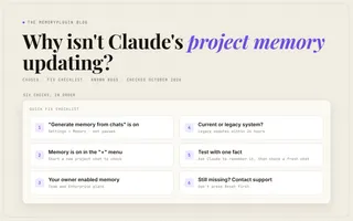 Why Isn't Claude's Project Memory Updating? (And How to Fix It)